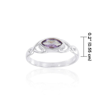 Celtic Knotwork Silver Ring with Gem TR1623 - Jewelry